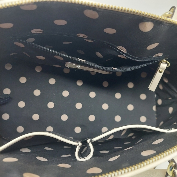 Anne Klein Shimmer Down Dome Satchel Off White Double Handle Handbag Crossbody - Picture 11 of 15